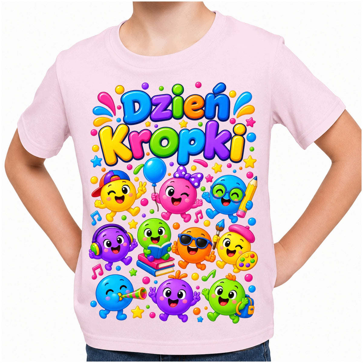 Koszulka na Dzień Kropki – T-shirt do przedszkola i szkoły – różowy