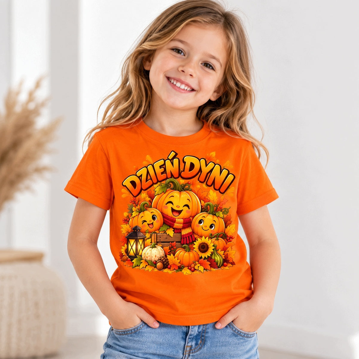KOSZULKA NA DZIEŃ DYNI DLA DZIECKA POMARAŃCZOWA JESIENNA HALLOWEEN