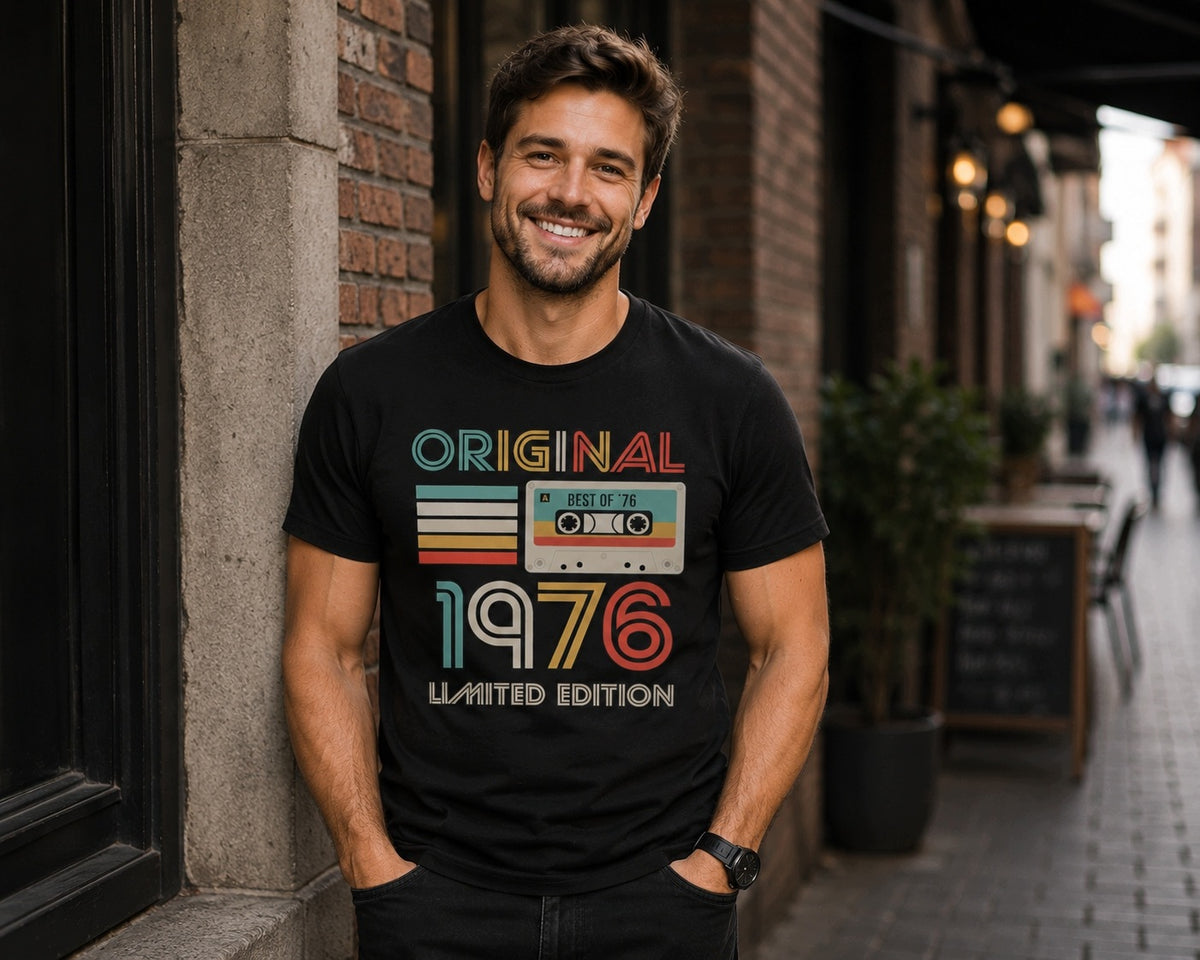 Koszulka na 50 Urodziny Prezent dla Taty Męża Brata Retro 1976 Kaseta