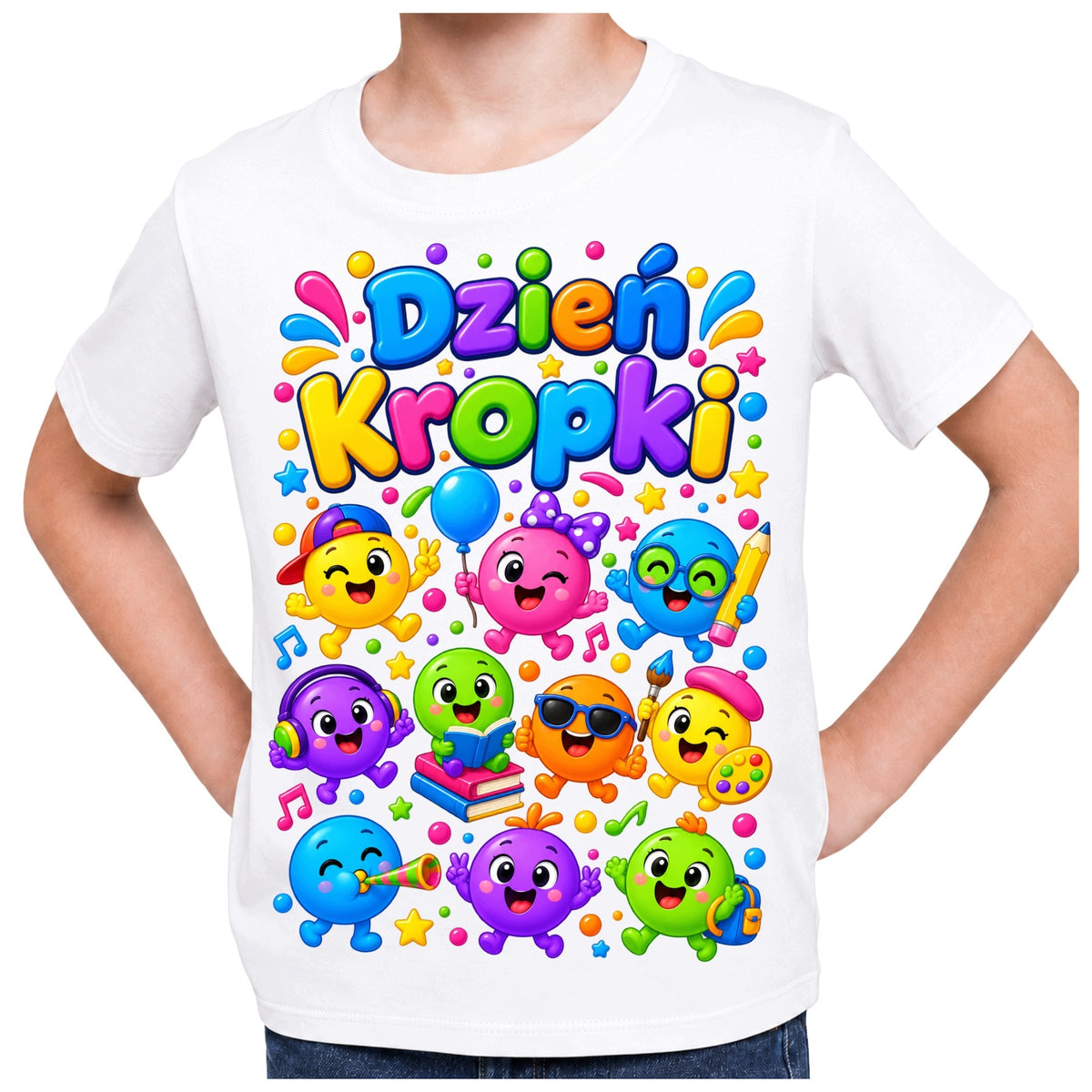 Koszulka na Dzień Kropki – T-shirt do przedszkola i szkoły – biały