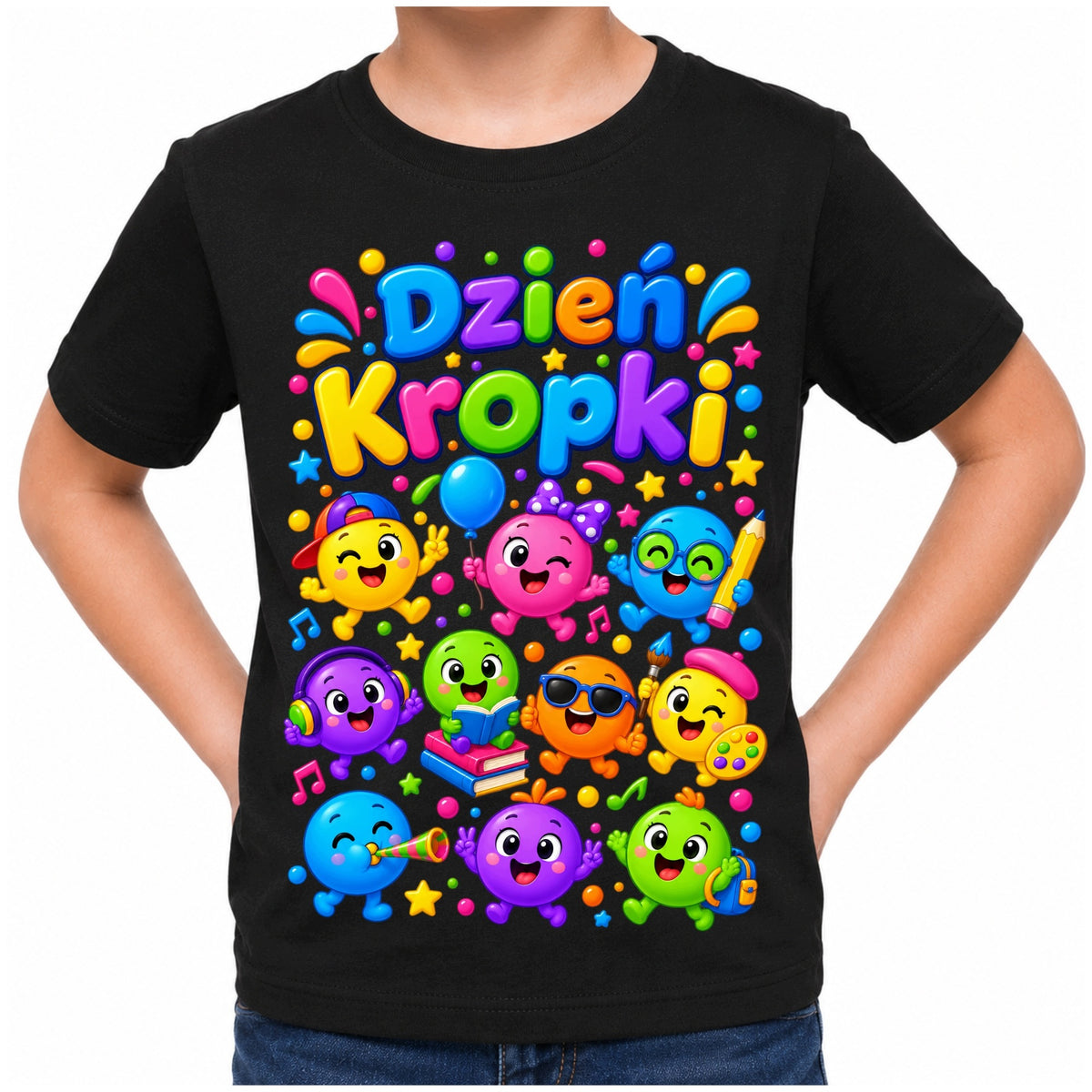 Koszulka na Dzień Kropki – T-shirt do przedszkola i szkoły – czarny