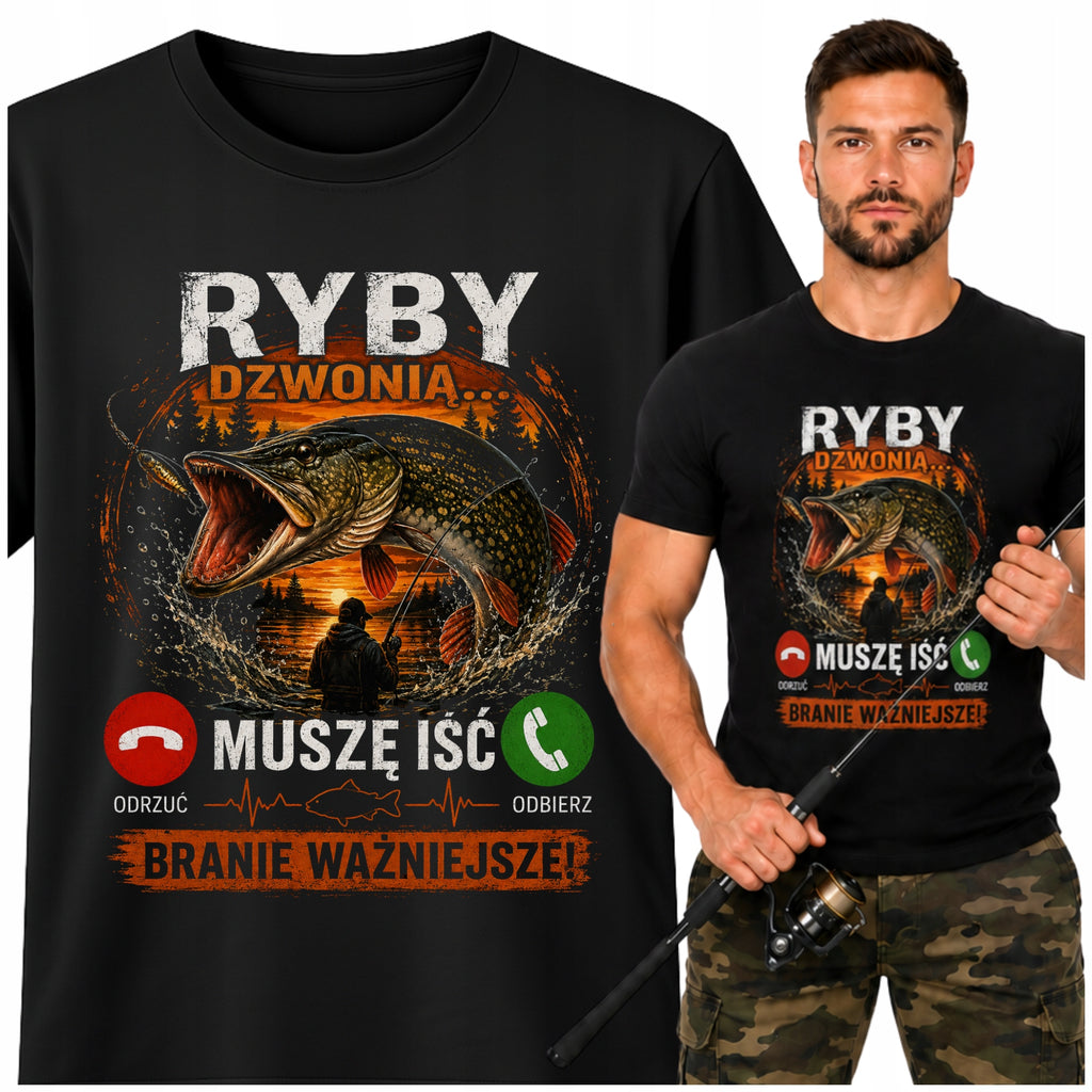 Koszulka dla wędkarza „Ryby dzwonią”