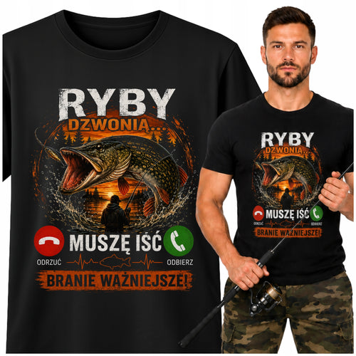 Koszulka dla wędkarza „Ryby dzwonią”