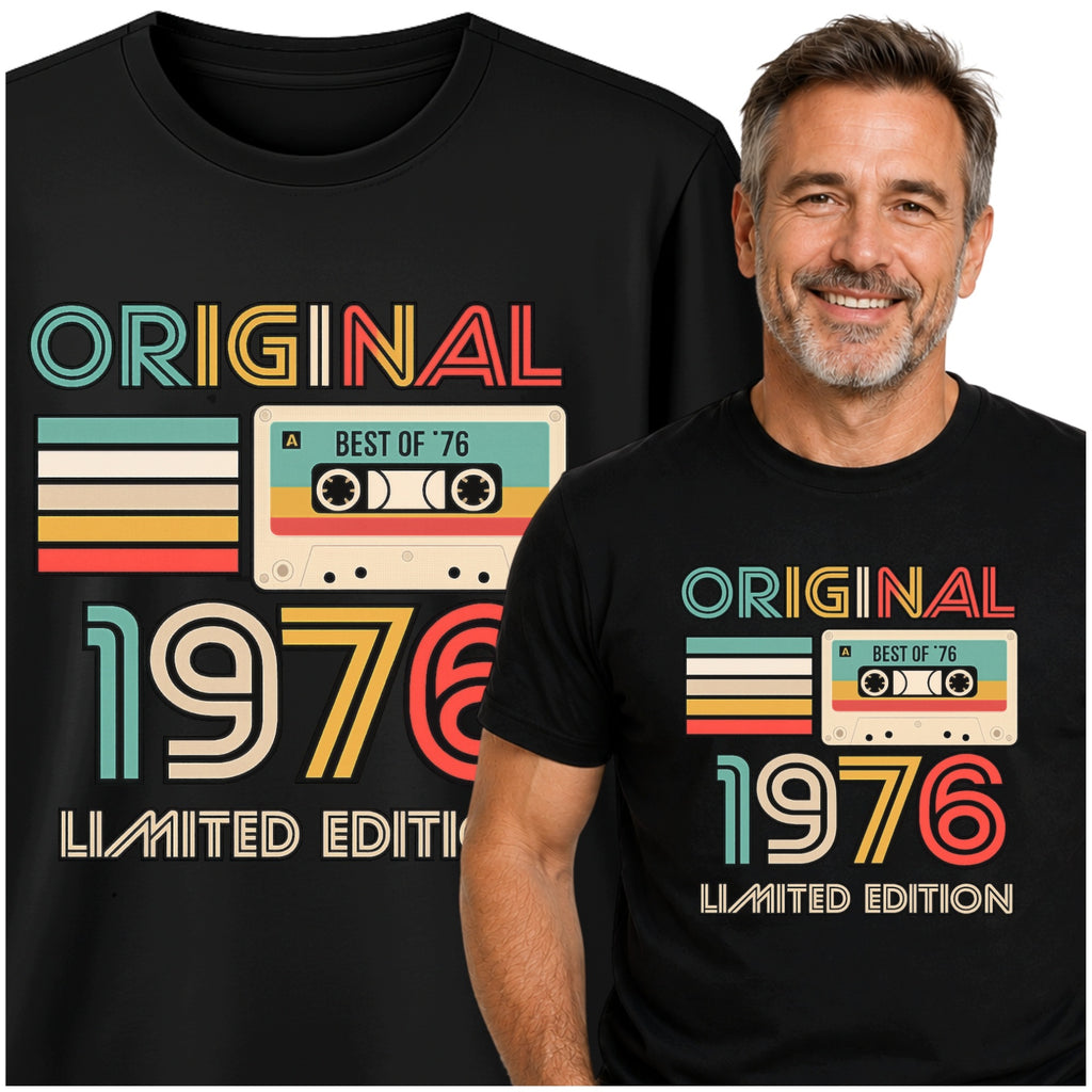 Koszulka na 50 Urodziny Prezent dla Taty Męża Brata Retro 1976 Kaseta