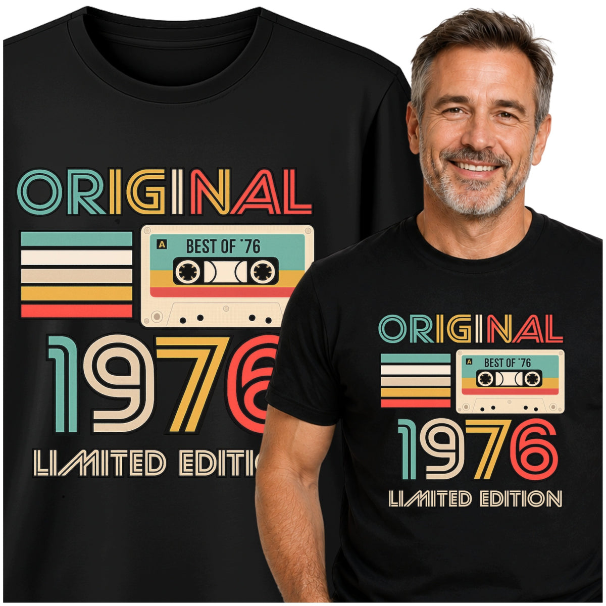 Koszulka na 50 Urodziny Prezent dla Taty Męża Brata Retro 1976 Kaseta