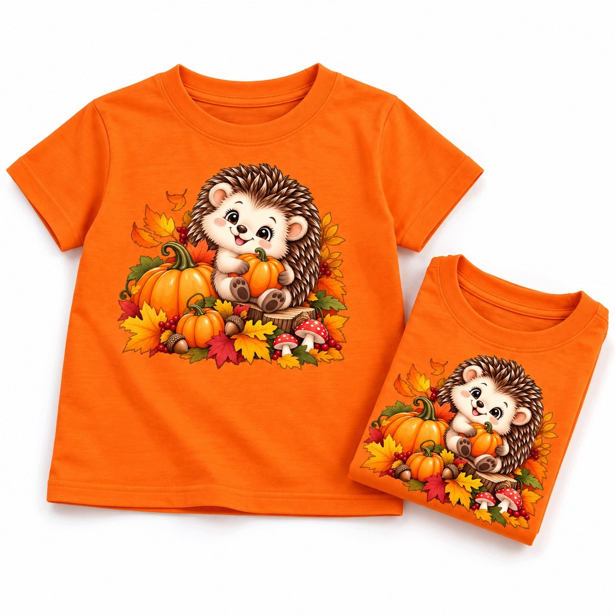 Koszulka na Dzień Dyni dla dziecka pomarańczowa jeżyk halloween