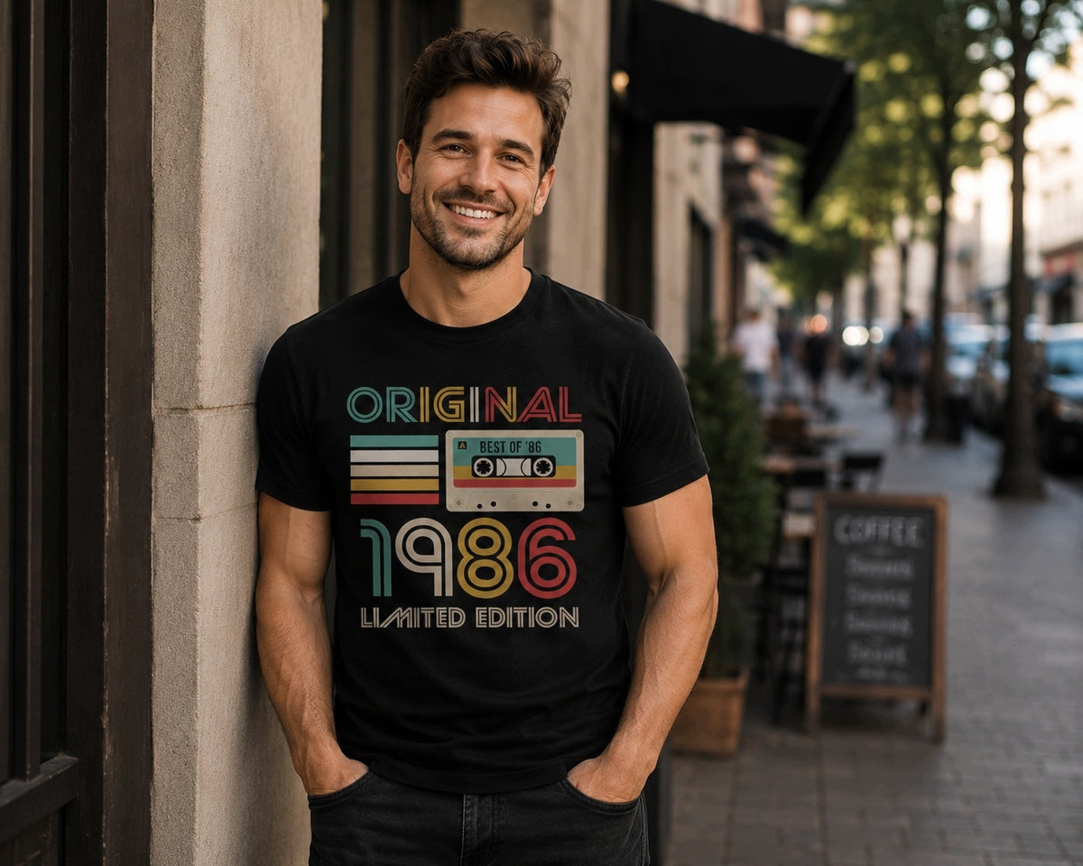 Koszulka na 40 Urodziny Prezent dla Taty Męża Brata Retro 1986 Kaseta