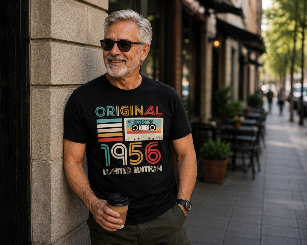 Koszulka na 70 Urodziny Prezent dla Taty Męża Brata Retro 1956 Kaseta