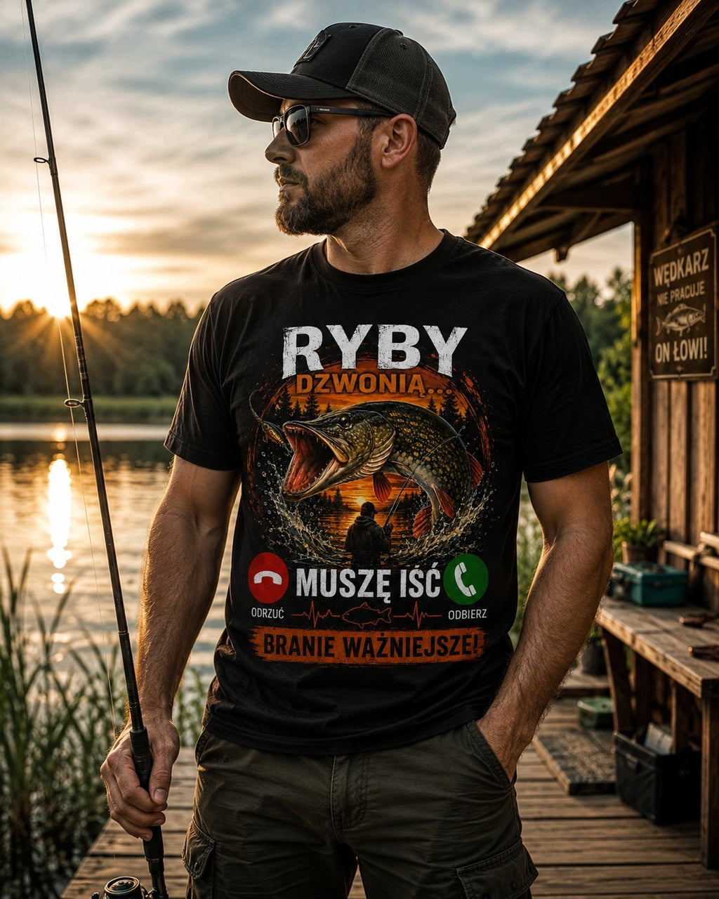 Koszulka dla wędkarza „Ryby dzwonią”