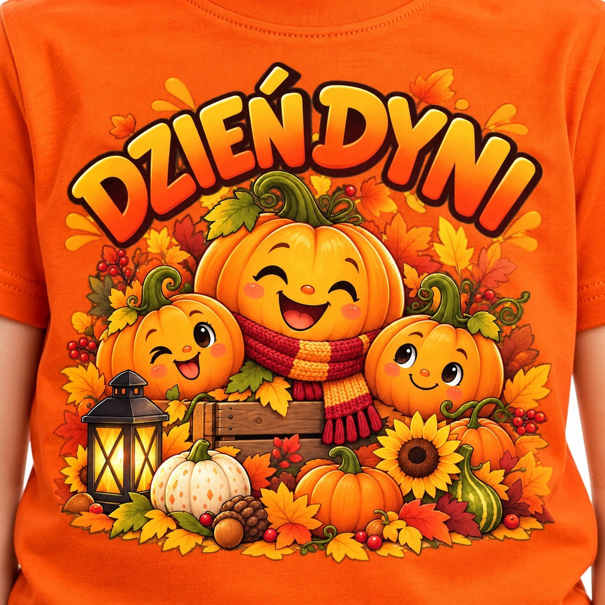KOSZULKA NA DZIEŃ DYNI DLA DZIECKA POMARAŃCZOWA JESIENNA HALLOWEEN